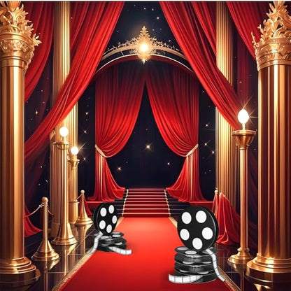 Honoson 4 Pcs Movie Reel Filmstrip Centerpiece Cinema Props Theme Party Decorations Reel Decor for Movie Night Party Decor