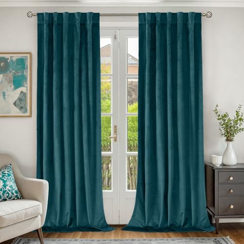 BGment Velvet Blackout Curtains for Living Room, 2 Panels, 42x84 Inch, Teal - color: Teal, size: 42"W x 84"L (Pack of 2)