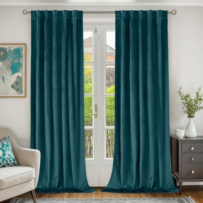 BGment Velvet Blackout Curtains for Living Room, 2 Panels, 42x84 Inch, Teal - color: Teal, size: 42"W x 84"L (Pack of 2)