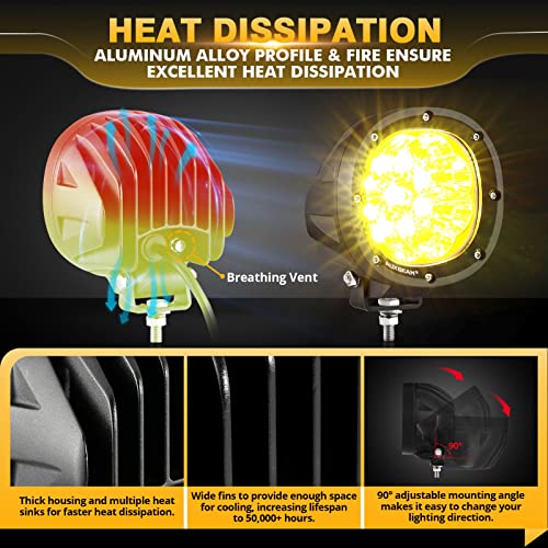 Auxbeam P4 Series 4-Inch Amber LED Offroad Lights Round LED Pods 2-Pack | 90W Powerful Spot Beam, Yellow Fog Lights, Windshield Hood Mount, Auxiliary Light Bar, for Pickup Truck Car Boat Motorcycle - color: P4 Series Amber Offroad Lights