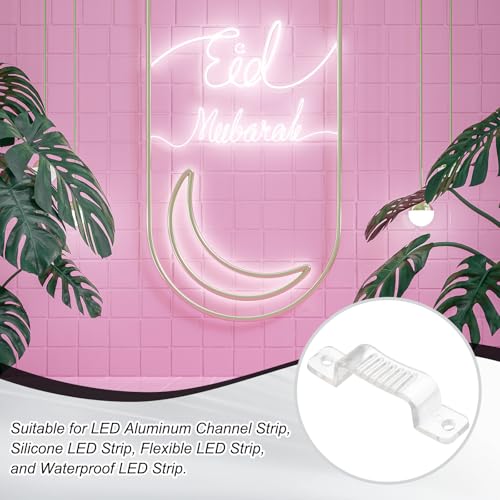 PATIKIL LED Strip Light Clips, 50 Pack Mounting Bracket Soft Fixing Clips Clamp Holders with Screws for 20mm Wide 3528/5050 Neon RGB Light Cable Ribbon, Transparent - size: 20 mm