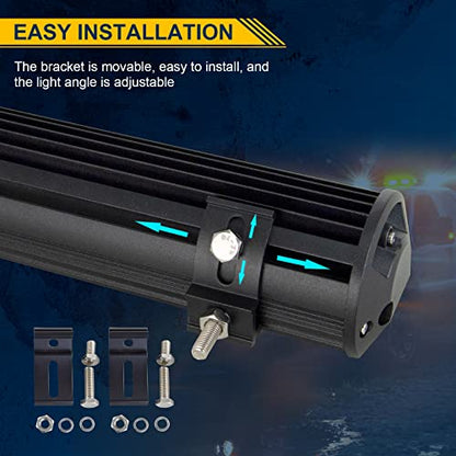 AUXTINGS 18 inch 252W Triple Row 7D Spot Flood Combo Beam LED Light Bar Waterproof LED Work Driving Lights for Vehicle Off Road Jeep ATV AWD SUV 4WD 4x4 Pickup - size: 18 inch 3 row