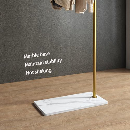 Gold clothing rack with Marble Base,Modern clothes racks for hanging clothes,7-shaped coat rack Freestanding Small garment rack Clothes Hanging Rack for Small Space,Bedroom or cloakrooms - color: 7 gold