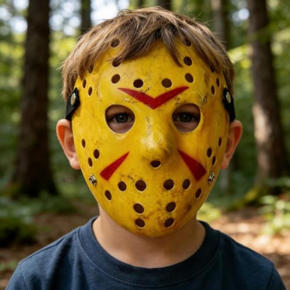 CASA CLAUSI Mask Cosplay Halloween Costume Mask Prop Horror Hockey Yellow | Scary Hockey-Style Full Face Mask – Perfect Cosplay Prop for Halloween Horror Parties