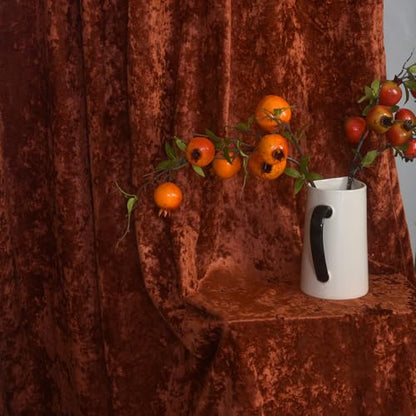 Luxury Crushed Rust Velvet Curtains 2 Panels Set - 84 inches Long Room Darkening Luxury Distressed Velvet Rod Pocket Window Drapes for Living Room Bedroom 52" W x 84" L - color: Rust, size: 52"W x 84"L (Pack of 2)