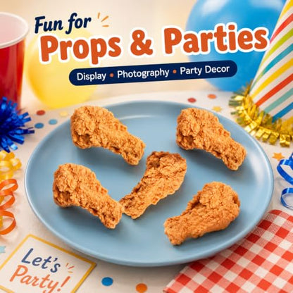 5 Pcs Simulated Chicken Legs Fake Food Model Simulated Model Lifelike Fake Fried Chicken Kitchen Home Party Decoration Display Photography Props