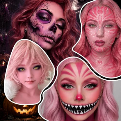 BADCOLOR Pastel Pink Face Body Paint, Highly Pigmented Body Paint Stick, Hypoallergenic & Waterproof Eye Black for Halloween Sugar Skull Broken Doll Pink Clown Costume - color: 1PCS Pastel Pink