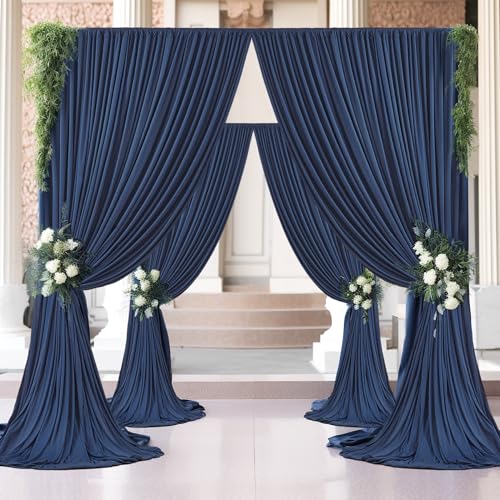 10ft x 12ft Navy Blue Backdrop Curtains for Wedding Parties - color: Navy Blue, size: W5' x H12'(2 panels)