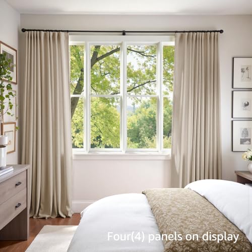 Lazzzy Extra Long Beige Velvet Curtains Rod Pocket 52×108 Inch 2 Panels - color: R | Beige, size: 52"W x 108"L (Pack of 2)
