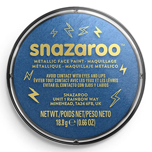 Snazaroo Metallic Face and Body Paint, 18.8g Pot, Electric Blue | Non-Toxic Hypoallergenic, Safe, Washable, Face & Body Paint for Halloween, Cosplay Costumes, Dress Up, Parties and Festivals - color: Electric Blue, style: 18.8g (0.66-oz) Pot