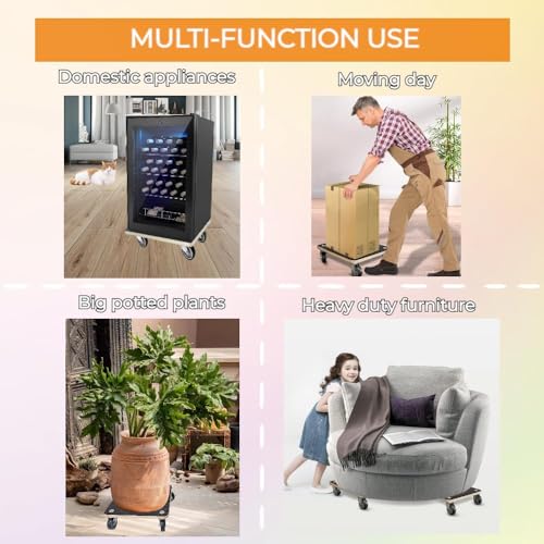 Hardwood Furniture Moving Wooden Dolly with 4 Rubber Silent Wheels,15 Inch Securely Holds 2204 Lbs Heavy Duty Rolling Mover for Piano Couch Fridge Washing Machine Big Plant, 2 Packs - size: Square Furniture Dolly with TPR Wheels