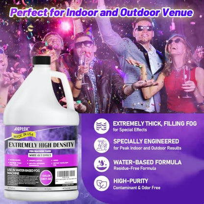 AGPTEK 1Gal Fog Machine Liquid, Extreme High Density Fog Juice, Water-Based | Fits 400-1500W Foggers, High Output, Long-Lasting Fog Liquid,Thick Atmosphere, Halloween, Indoor and Outdoor, Made in USA - color: 1Gallon-Extreme High Density