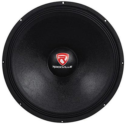 Rockville RVP18W4 18" Raw Replacement DJ PA Subwoofer, 4 Ohm | 1200W Peak / 600W RMS, 90 Oz Magnet, 3" CCAW Voice Coil, Paper Cone, Steel Basket, Banana Terminals, 26Hz-500Hz, 101dB - style: 4 Ohm