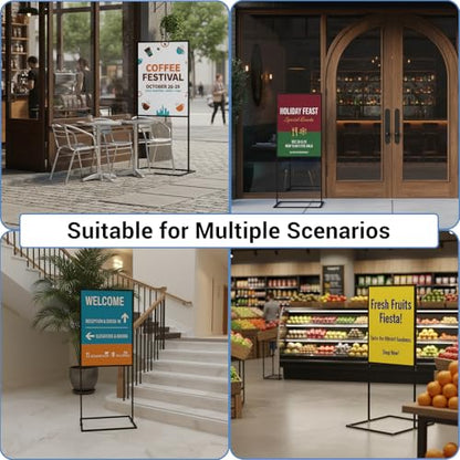 Sign Holder Floor Stand, 24×36 Inch Heavy Duty Floor Standing Sign Holder, Sliding Double Sided Poster Stand, Sign Stand for Mall Ads, Trade Shows, Road Signs (Black，24×36)