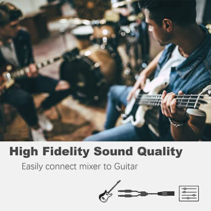 JOLGOO XLR Male to Dual 1/4" TS Mono Y Splitter Microphone Cable, XLR Male to Dual 6.35mm TS Y Adapter Cord, 6.6 Feet - size: 6.6 Feet, style: XLR Male to dual 1/4 TS Male
