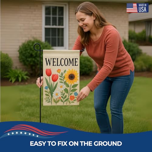 DC Custom Garden Flag with Stand, Double Sided custom yard flag Made in USA | Custom flag with pole (Optional), garden flag with holder, uv resistant flag, welcome flag, birthday flag, easter flag - color: Garden Flag