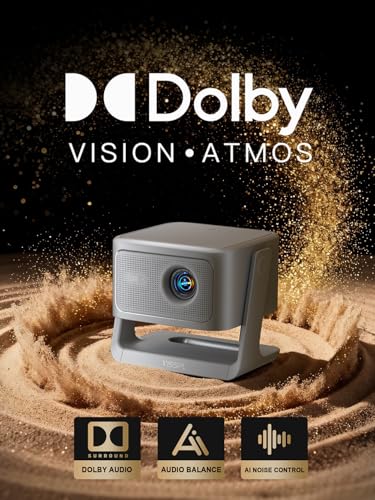 【Now with Netflix】Smart 4K Projector with WiFi and Bluetooth, VISSPL 3D Dolby Audio and Auto Focus Portable Outdoor Projector, Movie Home Theater Projectors TV Lamp Bulb for Bedroom/Ceiling