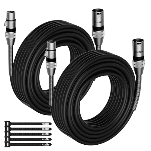 2-Pack DMX Stage Lighting Cable 15FT, 3 Pin XLR Male to Female Cable, Compatible with XLR Microphone Audio Connection, for DJ Moving Head Par Light Mic Mixer, Podcast, 22AWG OFC, 110 Ohms Impedance - size: 15FT, style: 2-Pack