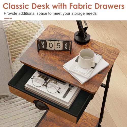 Floor Kindle Phone Tablet Stand with Drawer & Storage Shelves, Angle Height Adjustable Tablet Kindle Cell Phone Holder For Bed with Rotating Wheels, Compatible With 4.7"-13" Tablet iPone iPad Air Pro - size: 11.4"D x 15.4"W x 57.6"H