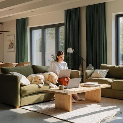 NICETOWN Olive Green Blackout 120 inch Long Velvet Curtains for Bedroom - color: Olive Green, size: 52"W x 120"L (Pack of 2)