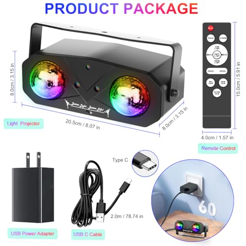 Party Disco Ball, Dj Disco Light Strobe Dance Sound Activated with Remote Control Stage Rave Karaoke Light Ocean Star Projector for Club Dancing Parties KTV Christmas Halloween Birthday Glow Party