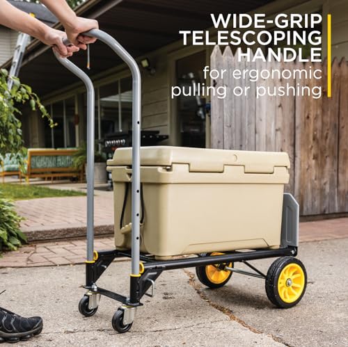 Gorilla Heavy Duty Convertible Steel Hand Truck, 600 lb Capacity | Convertible steel hand truck for movers who need both an upright dolly and a flatbed rolling platform cart on the job.