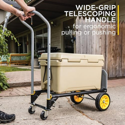 Gorilla Heavy Duty Convertible Steel Hand Truck, 600 lb Capacity | Convertible steel hand truck for movers who need both an upright dolly and a flatbed rolling platform cart on the job.