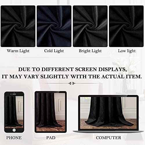HOMEIDEAS Black Velvet Blackout Curtains, 52 x 96 Inches Long Heavy Duty Light Blocking Thermal Insulated Grommet Window Drapes for Threater, Bedroom, 2 Panels - color: Grommet-black, size: 52"W x 96"L (Pack of 2)