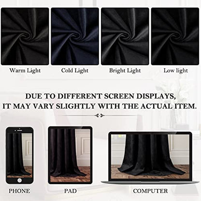 HOMEIDEAS Black Velvet Blackout Curtains, 52 x 96 Inches Long Heavy Duty Light Blocking Thermal Insulated Grommet Window Drapes for Threater, Bedroom, 2 Panels - color: Grommet-black, size: 52"W x 96"L (Pack of 2)