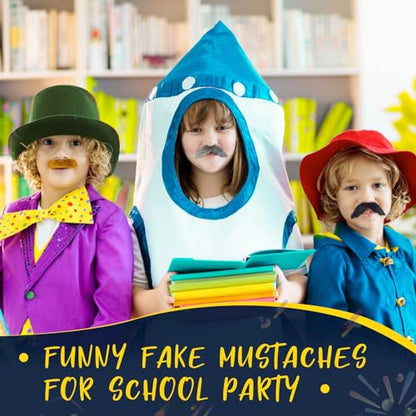 48 Pcs Fake Mustaches, Self Adhesive Fake Beard, Novelty Hairy Beard, Costume Facial Hair for Halloween Party - color: Yellow+black+gray