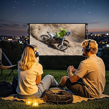 TOWOND Projector Screen and Stand, 100 inch Outdoor Projector Screen Indoor, Portable Movie Screen 16:9 4K Front Rear Projection Screen with Carry Bag Wrinkle-Free Design for Home Backyard Theater