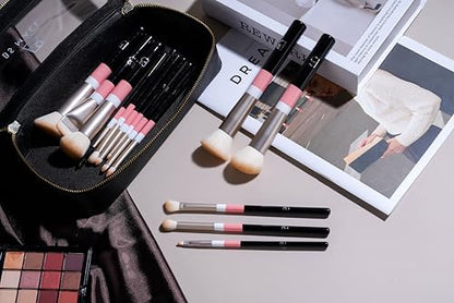 BS-MALL Makeup Brushes Set with Bag 14 Pcs, Travel Friendly Brush Set for Women, Powder Blush Eyeshadow Concealer Foundation Brush, Multi Purpose Daily Use Makeup Brush Kit