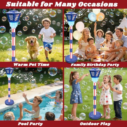 Bubble Machine for Kids Bubble Blower Maker with Lights and Music Automatic Bubble Stand Machine for Parties Birthday Wedding Toddlers Kid Summer Outdoor Toys (Blue) - color: Blue