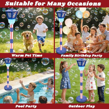 Bubble Machine for Kids Bubble Blower Maker with Lights and Music Automatic Bubble Stand Machine for Parties Birthday Wedding Toddlers Kid Summer Outdoor Toys (Blue) - color: Blue