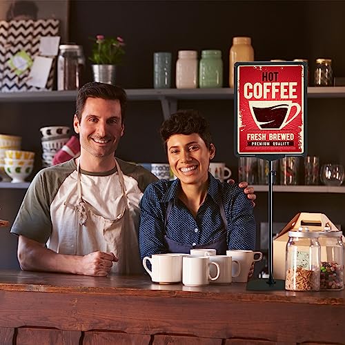 ONCEMORE Sign Holder, 8.5 x 11 Inch Sign Stand with Adjustable Height Snap Open, Reusable Sign Stands for Display Advertising Business Signage, Vertical and Horizontal Two View Modes (Black, 6 Pack) - size: 8.5"x11"-6Pcs