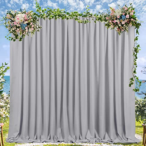 Grey Backdrop Curtains 10ftx10ft Party Polyester Photo Drapes - color: Grey, size: 2 Panels 5ft X 10ft