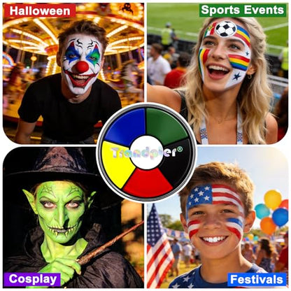 6 Color Face Paint Wheel for Soccer Game – Waterproof Face Body Paint Cream, Portable Design with Red White Blue Yellow Green Black, Hypoallergenic Non-Toxic for Soccer Fans Game Day Tailgate
