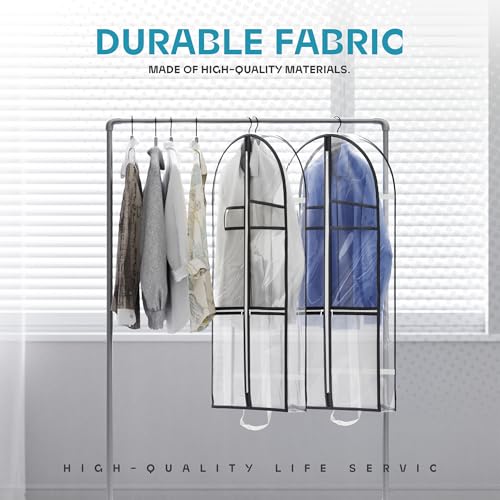 Lazebox 43" Travel Garment Bag with Accessories Zipper Pocket, Heavy Duty Suit Bag for Suits, Tuxedos, Dresses, Coats - size: 43inch-1 pack-Clear