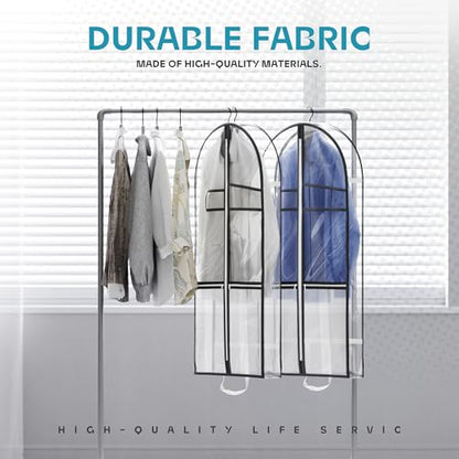 Lazebox 43" Travel Garment Bag with Accessories Zipper Pocket, Heavy Duty Suit Bag for Suits, Tuxedos, Dresses, Coats - size: 43inch-1 pack-Clear