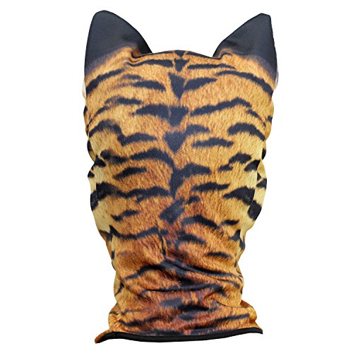 WTACTFUL 3D Animal Ears Balaclava, Breathable Face Mask for Halloween | Stand-Up Ears, Windproof Dustproof, Quick-Dry, No Fade Print, Soft, for Music Festivals Raves Ski Snowboard Moto Party - color: Tiger Meb-14