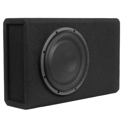 NVX 10" 1200W (350W RMS) Shallow Slot Ported Powered Subwoofer Enclosure | Built-in Amplifier, Metal Grille, Remote Bass Knob, Easy to Install in Cars & Trucks - size: Single 10"