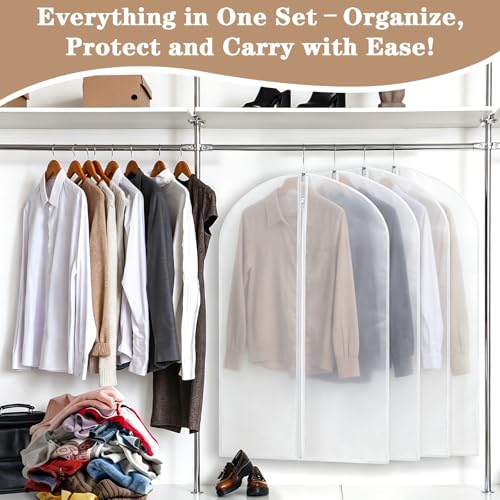 20 Pack Translucent Garment Bag,PEVA Hanging Clothes Cover,24"x43" Suit Dress Bag for Closet Storage Travel - color: Translucent