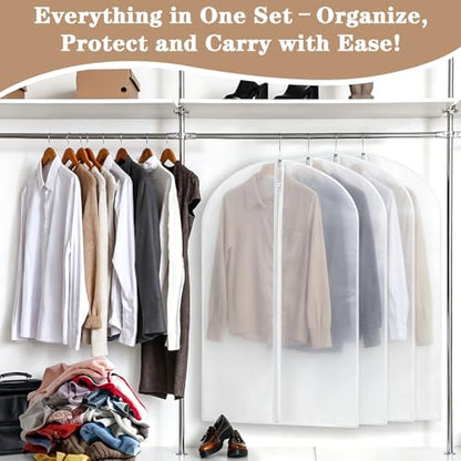 20 Pack Translucent Garment Bag,PEVA Hanging Clothes Cover,24"x43" Suit Dress Bag for Closet Storage Travel - color: Translucent
