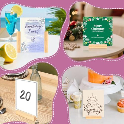 30Pcs 3.9x1.4 Inches Wood Table Number Stands, Wooden Place Card Holders, Acrylic Sign Holders for Wedding, Ceremony, Birthday, Party, Home Decoration, Events (3mm Slots) - size: 30 Pcs- L 3.94"- Slots 3mm