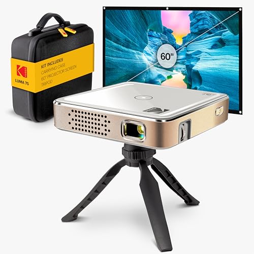 KODAK Luma 75 Projector Kit, 60-Inch Screen, Tripod & Case, White - color: White