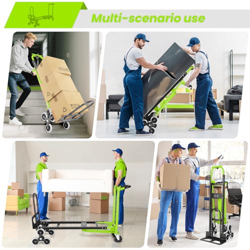 4-in-1 Stair Climbing Cart/Hand Truck Dolly,Convertible Platform Cart Green - color: Green-1