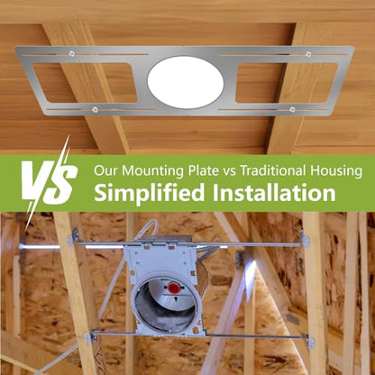 24-Pack New Construction Mounting Plate, 2-3-4-5-6Inch, LED Recessed Lighting Housing Kits, Flat Steel Rough-in Bracket Fixture for LED Light Bar, Shallow Recessed Lighting Housing Plate - color: Symmetric 2-3-4-5-6", size: 24 Pack