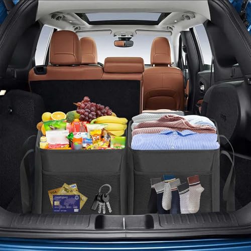 LHZK Standing Extra Large Utility Tote Bag with Metal Wire Frame and the Sides Rinforced, Extra Large Tote Bag with Handle, Reusable Grocery Bags Foldable, Beach Bag, Car Tote (Black) - color: Black, size: 22.5''x10.5''x12''-1 Pack