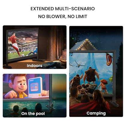 Silent Inflatable Projector Screen I Air-Tight No-Blower Design, Black Backing, 100 inch (Equivalent to 14ft) for Indoor & Outdoor Use Backyard, Pool, Party, Camping, Church by Silvermagic - size: SCREEN-100''