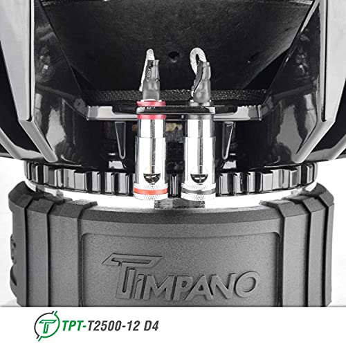 Timpano 12 Inch Subwoofer D4 2500 Watts Max Power Dual 4 Ohm, 12 Subwoofer Speaker 23.5 mm High Xmax, TPT-T2500-12 D4, 3 in Voice Coil, Competition Sub Woofer for Car Audio Systems (Single) - size: 12 Inch - Dual 4 Ohm